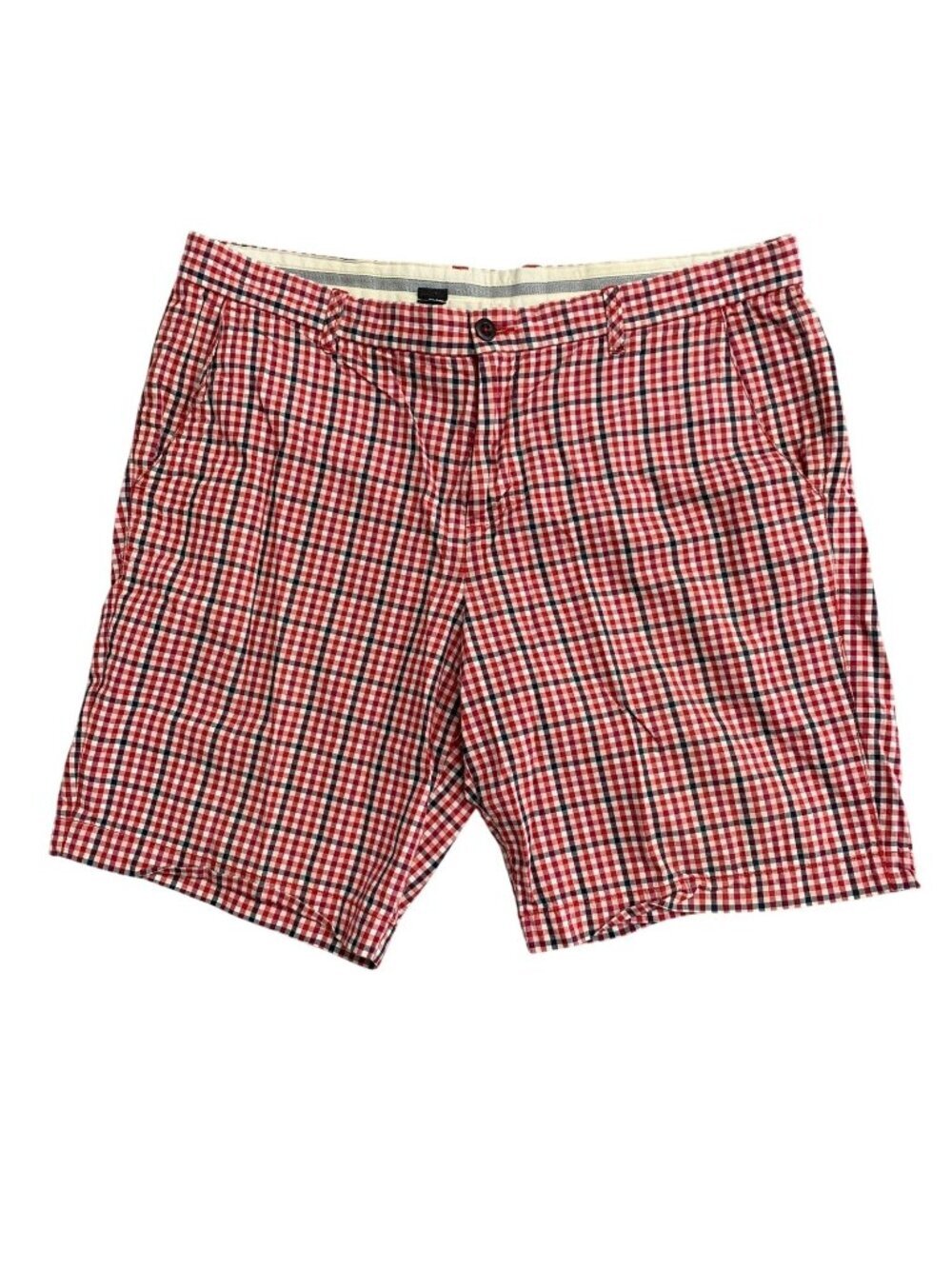 Ben Sherman Men's 38 Heritage Red & Navy Gingham Cotton Shorts B1192